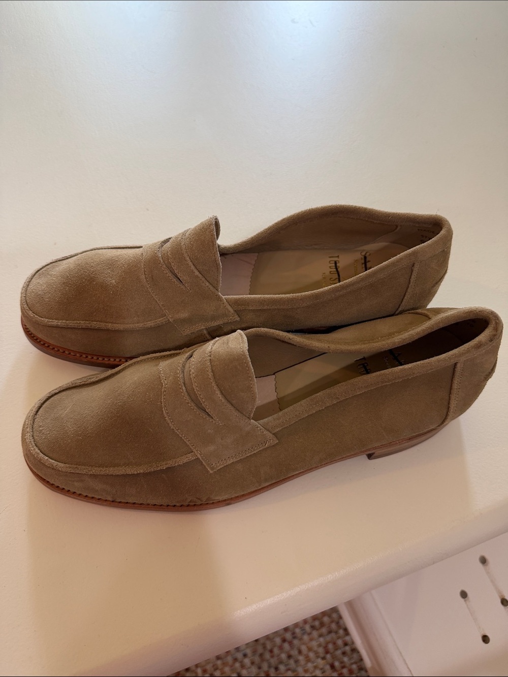 Todd Snyder Suede Penny Loafers in Taupe Sz 11.  Tub7